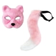 thumbnail image 2 of Conjunto de accesorios de cola de máscara de gato falso, accesorios de disfraces de cosplay de animales para espectáculos escénicos Rosa, 2 of 8