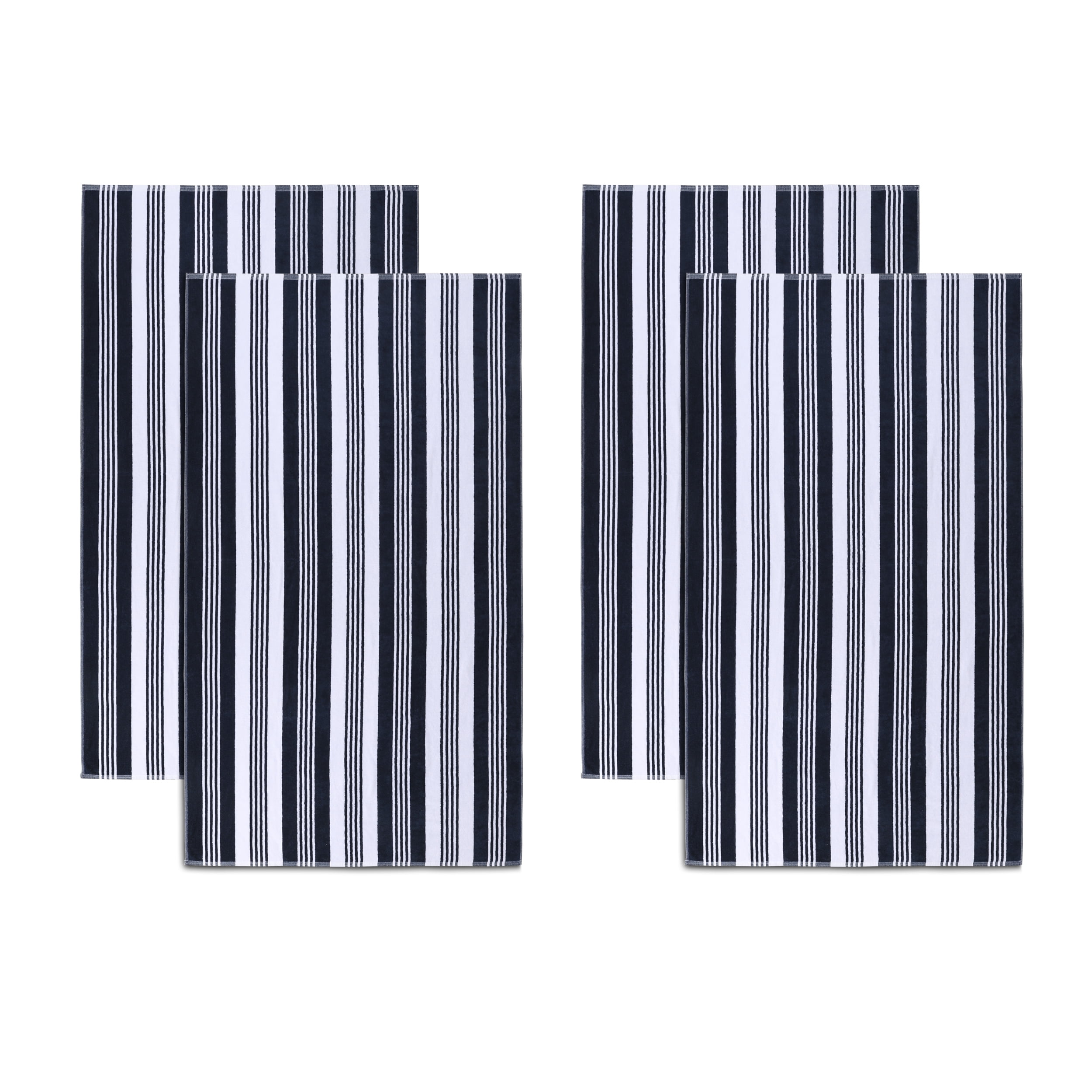 Superior Maui Striped Cotton Oversized Cotton Blue Beach Towel, Set of 4