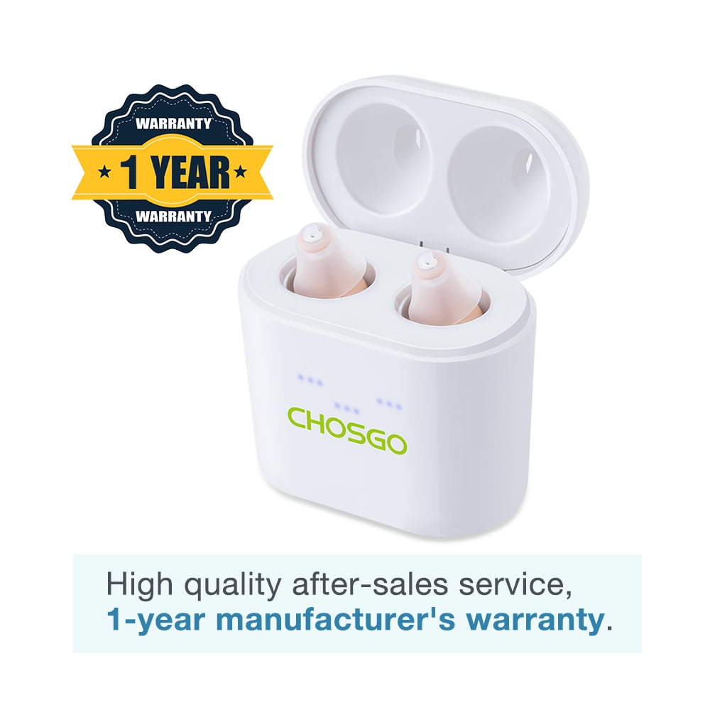 Chosgo K19RC Rechargeable CIC Hearing Aids for Seniors with Noise Cancelling,Beige