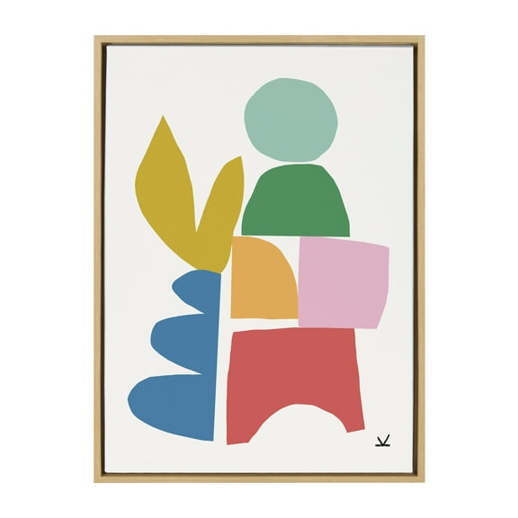 Kate and Laurel Sylvie Warm Winter Framed Canvas Wall Art by Kelly Knaga, 23x33 Natural, Chic Abstract Art for Wall