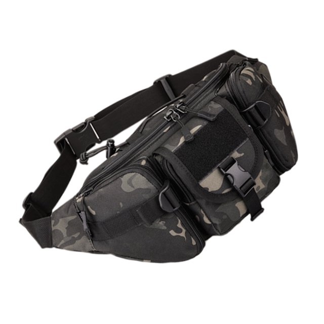 Yuarrent Riñonera con hebilla, cremallera multifuncional, impermeable, camuflaje, para hombre, riñonera, deporte, Camping, escalada al aire libre Mochilas de mochilero camuflaje negro Yuarrent OD022570-03
