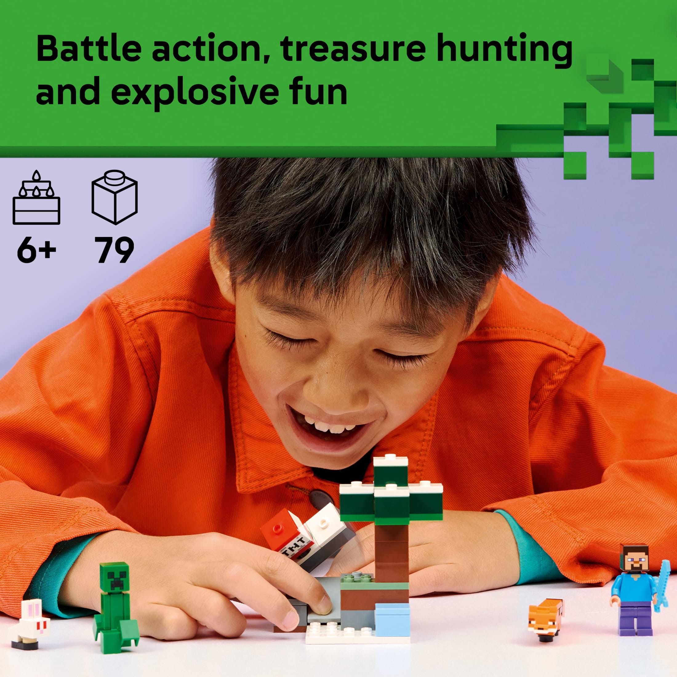 LEGO Minecraft La Aventura en la Taiga de Steve Juguete de Construcción para Niños y Niñas - Set de Juego de Videojuego y Figuras de Juguete para Niños, Mayores de 6 Años - Con 2 Minifiguras y 2 Animales de Juguete - Idea de Regalo para Cumpleaños - 21583 3