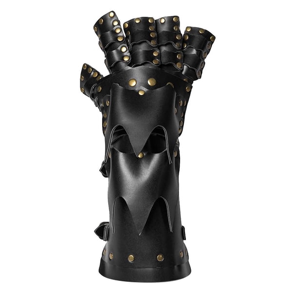 Guantes Góticos Steampunk Hugo Negro Sin Dedos de Cuero Estilo Steampunk