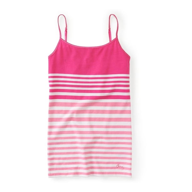 Aeropostale - Camiseta de tirantes para mujer con rayas de dos tonos, color rosa, pequeña Aeropostale Cami