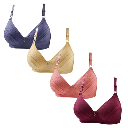 Gnurob Lace Bras for Womens Push Up Wireless Bralettes Breathable Brassiere 3 Pack Plus Size Bralette Comfort Adjustable Straps Bra Sports Wear Clearance Saving A05-Blue Medium