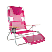 Ostrich 3 N 1 Lightweight Aluminum Frame 5 Position Reclining Beach Chair, Pink