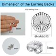 thumbnail image 2 of 4 Pairs Large Earring Backs,925 Sterling Silver Earring Backs for Studs,8mm Adjustable Hypoallergenic Earring Backs Locking Fit 0.028-0.039inch Post(White), 2 of 5