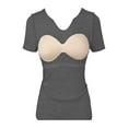 thumbnail image 5 of ATENAR Womens Shirts V Neck T Shirts Tight Basic Tee Gray L, 5 of 9