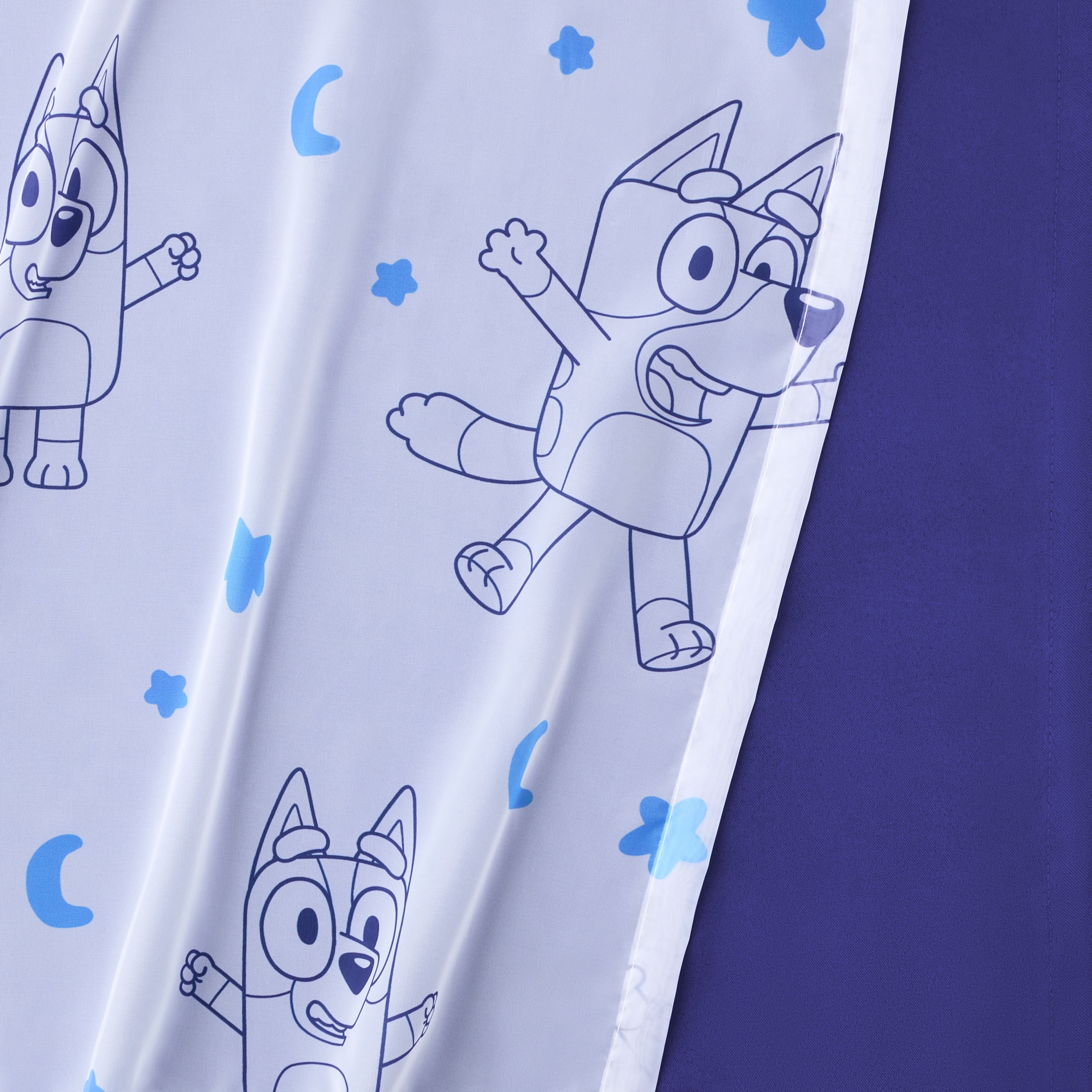 Bluey Dream Sheer and Blackout Kids Drape, 38" x 63", Blue, BBC Studios