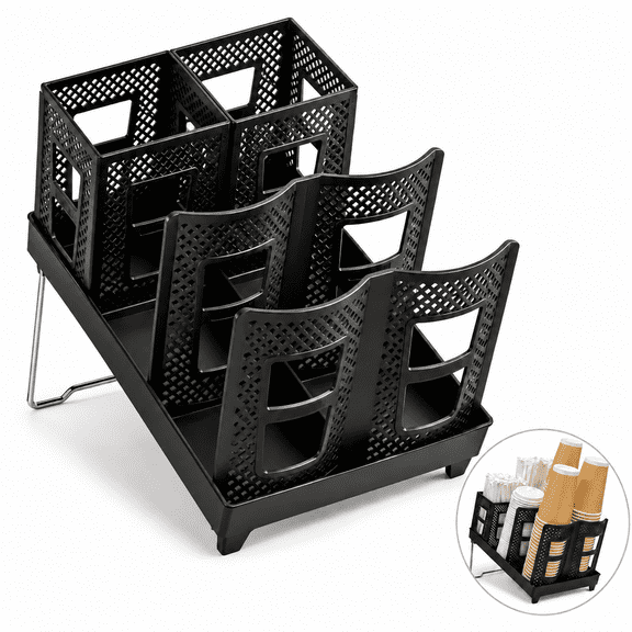 Coffee Cup Holder Organizer, Paper Cup and Lid Holder with Straw Storage for a Countertop Coffee Station