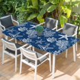 thumbnail image 2 of Navy Blue Coastal Table Cloths for 5 Foot Rectangle Tables, Nautical Beach Starfish Coral Summer Patio Waterproof Elastic Fitted Tablecloths, Washable Rectangular Table Cover for Camping, 2 of 8