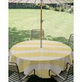 thumbnail image 2 of Outdoor Tablecloth with Umbrella Hole Zipper Yellow Striped Round Tablecloth 54" Waterproof Outside Table Cloth Beige Retro Minimalism Abstract Stripes Patio Table Cover Tablecloths for Picnic Party, 2 of 8