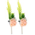 thumbnail image 4 of LOLIPPYY Wedding Flower Corsage Pink PE Metal for Men Groom Best Man 2Pcs 3.1x5.9x1.2in, 4 of 8