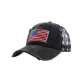 thumbnail image 2 of CaiYueKe American Flag Embroidered Baseball Cap Distressed Mesh Back Hat Vintage Washed Adjustable Patriotic 4th of July Cap for Men Women Outdoor Summer Sun Protection Casual Travel, 2 of 7