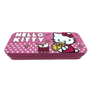 Sanrio Hello Kitty Pink school Pencil Box holder bunny flower plastic case