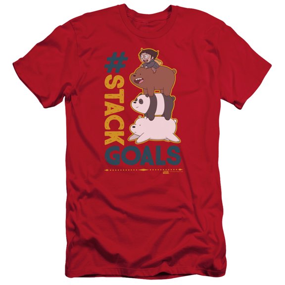 We Bare Bears Stack Goals S/S Adult 30/1 T-Shirt Red