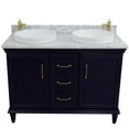 thumbnail image 6 of 49 in. Double Wooden Vanity Blue with White Carrara Round Sink, 6 of 12