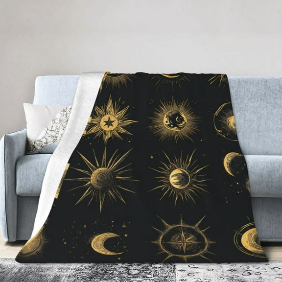 Moon And Sun Flannel Blanket for Adults – Cozy Throw for Sofa Bed or Office Use for All Seasons 50x40