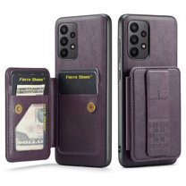 for Samsung Galaxy A23 5G Wallet Case with RFID Blocking Credit Card Holder,PU Leather Folio Flip Kickstand Handle Wrist Strap Shockproof Cover Women Men for Samsung Galaxy A23 5G Phone Case,Purple