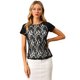 thumbnail image 1 of Blusa Manga Corta Allegra K Cuello Redondo Encaje Floral Mujer Negro M, 1 of 6