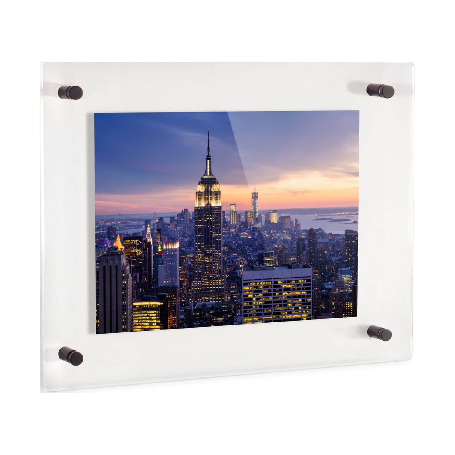 ArtToFrames Floating Acrylic Frame for Photos Up to 18x22 inches (Full Frame is 22x26) with Black Acrylic Standoff Hardware