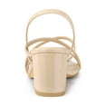 thumbnail image 2 of BLISSFUL STEP Women's Solid Color Strappy Slingback Block High Heels Sandals Beige Pink 8, 2 of 7