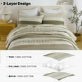 thumbnail image 5 of Bedduvit 100% Cotton Queen Size Quilt Set, Green Beige Brown Striped Lightweight Queen Quilt Bedspread for Bed, Farmhouse Breathable Queen Quilt Coverlet/Bedding Set for All Season, 3-Piece (98"x90"), 5 of 11