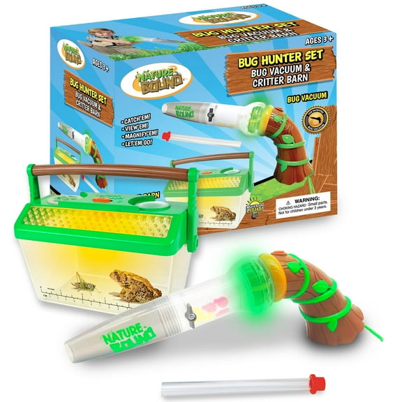 Nature Bound: Bug Hunter Bundle Set - Insect Vacuum & Critter Barn - Updated Style, LED Light-Up Habitat, Catch-View-Magnify, Exploration Toy, Kids 3 