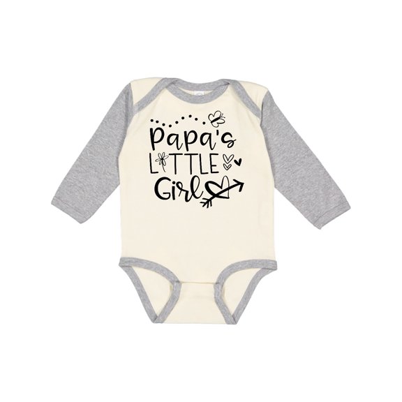 Inktastic Papa's Little Girl with Hearts Flower and Butterfly Girls Long Sleeve Baby Bodysuit