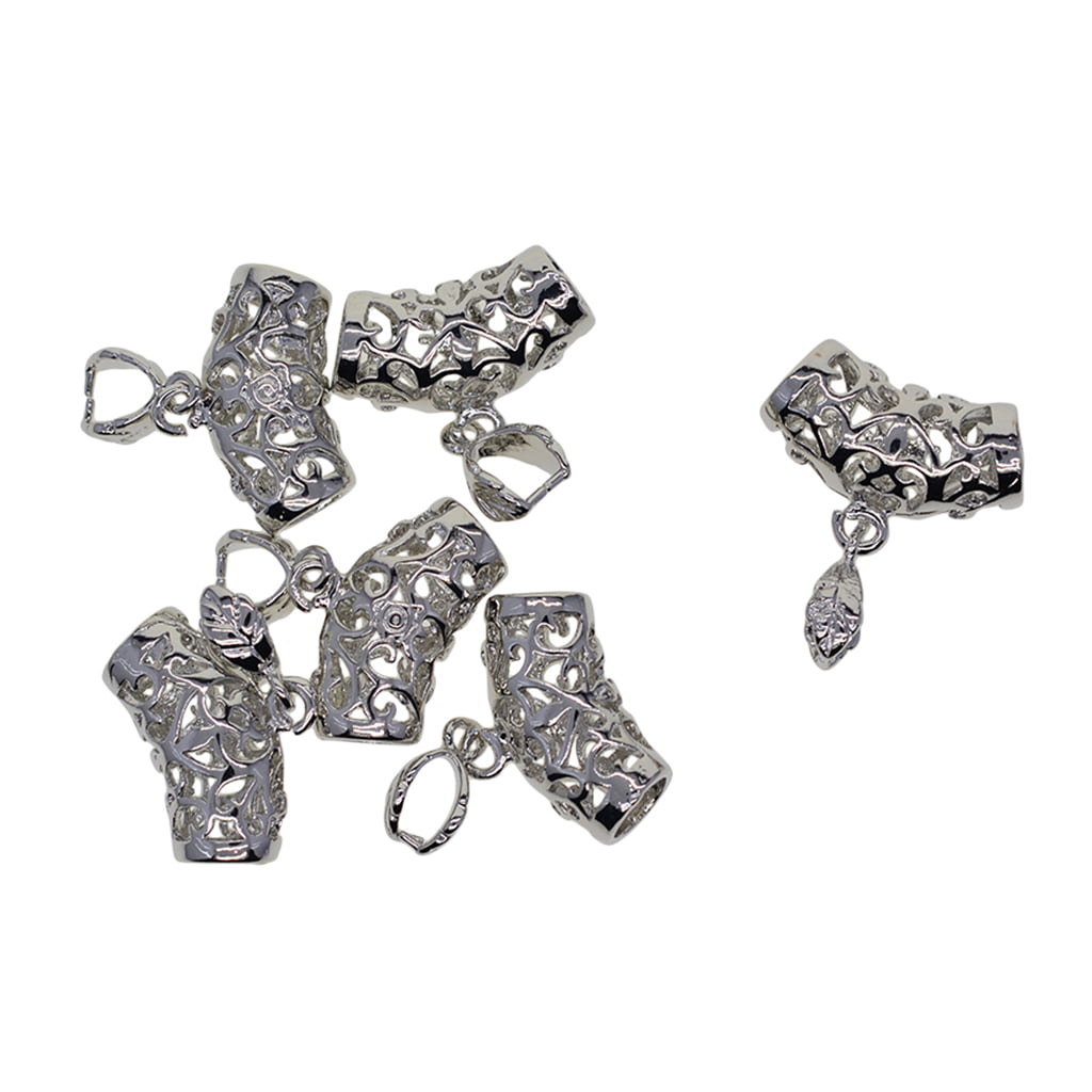6set Leaf Pinch Bails Silvery Bail Clasp Clothing Bag Decor DIY Jewelry Findings 
