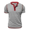 thumbnail image 2 of Men's Retro Henley Shirts Short Sleeve T Shirt for Man with Pocket Relaxed Summer Casual Classic Half Button Shirt, 2 of 8