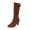 Brown, variant on YOUSNH Women's Autumn And Winter Fashion Suede Fine Heel Solid Color Mid Calf Boots Temperament Comfortable Boots Women Boots Grey 8