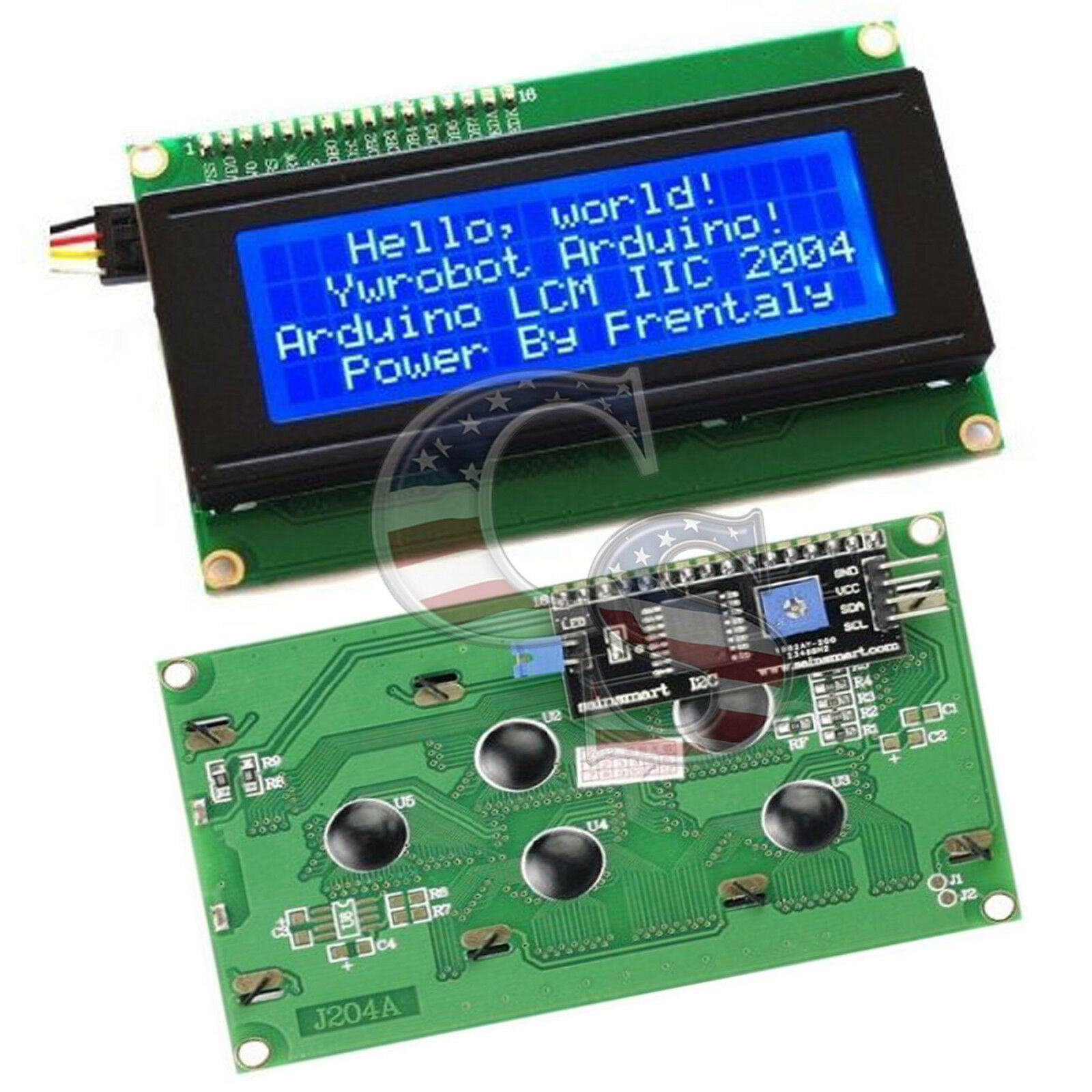 Green serial IIC/I2C/TWI 2004 204 20X4 character LCD module display for arduino 
