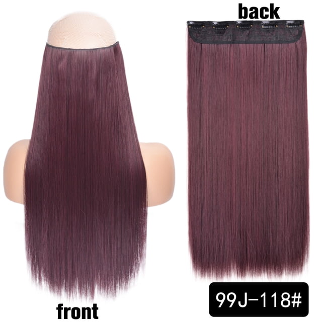 Typpkmm Hair Extensions, 5 Clip Recto Synthetic Fiber, 22 Inch Red Black Blonde Clip In Hairpiece for Women