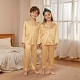 thumbnail image 5 of Sillenn Christmas Pajamas for Family Cute Silk Satin Long Sleeve Button Down Pjs Set Festival Party Plus Size Sleepwear Nightwear Family Christmas Pajamas Matching Lounge Holiday Sets Gold 120, 5 of 8