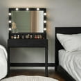 thumbnail image 5 of LEDREM LED Vanity Desk with Mirror - Adjustable Brightness, 2 Drawers & 3 Compartments, Makeup Table with Anti-Tip Kit, Ebony Black, 5 of 6
