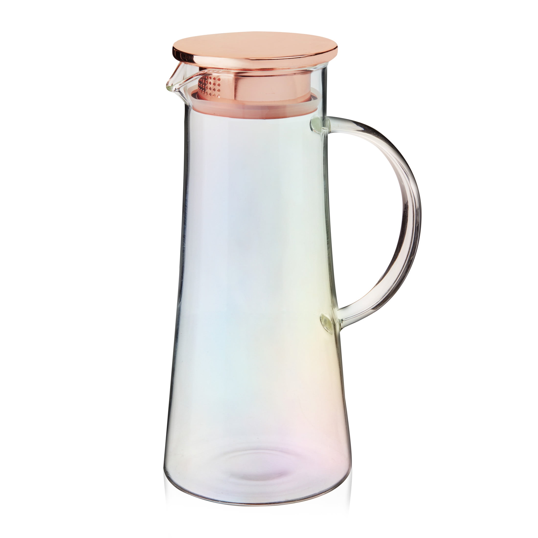 Pinky Up Charlie Glass Iced Tea Pitcher with Lid and Strainer, 48oz