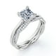 thumbnail image 4 of JeenMata Juego de Anillos de Boda de Cuatro Puntas con Corte Princesa de 1,50 Quilates Infinity Eternity con Baño de Oro Blanco de 18 K sobre Plata (Personaliza la Banda de Tu Anillo de Bodas), 4 of 6
