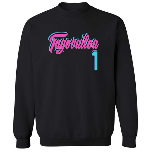 BLACK Dolphins Tua Tagovailoa Vice City Crew Neck Sweatshirt ADULT
