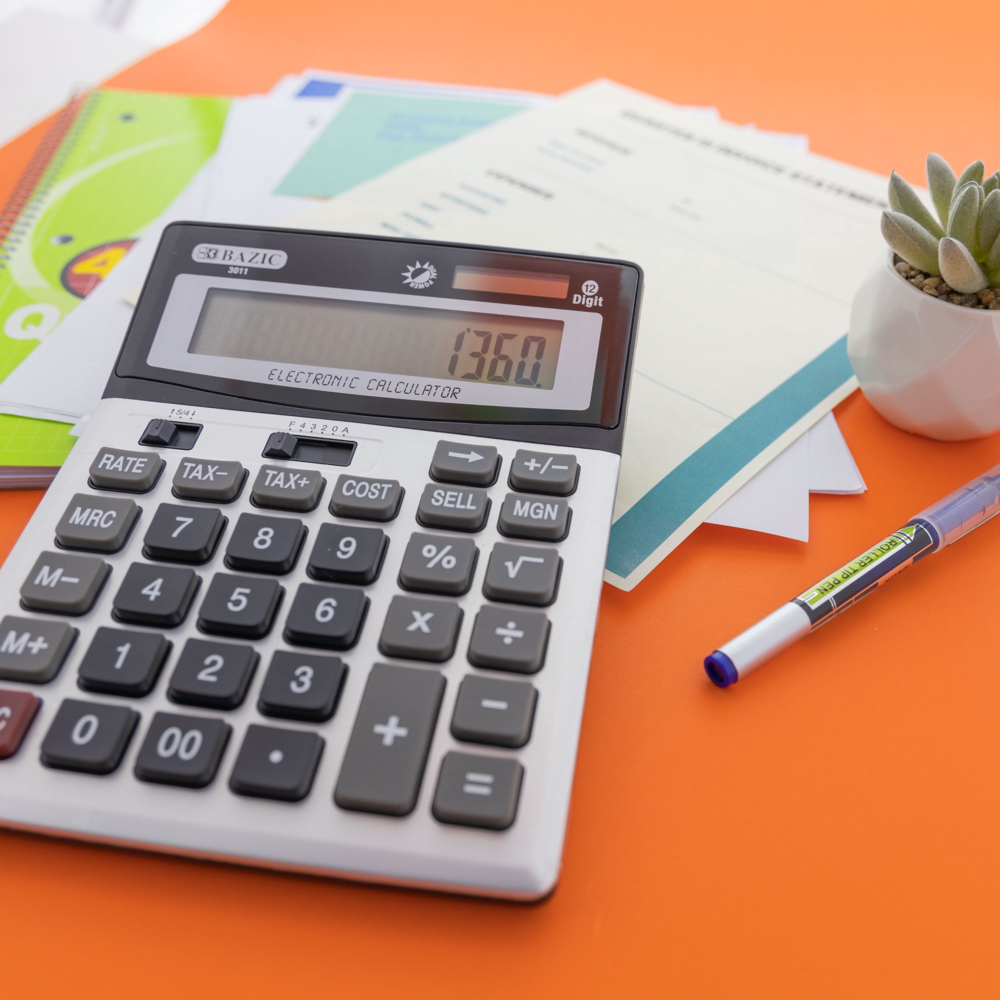 BAZIC Desktop Calculator 12-Digit Profit Calculation & Tax Functions, 1-Pack