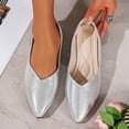 thumbnail image 4 of KEGIRLOM Women's Casual Versatile Solid Color Soft Soled Shoes Trendy Loafers Flat Shoes Silver 6, 4 of 9
