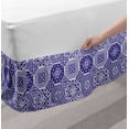 thumbnail image 2 of Azulejo Bed Skirt, Rhythmic Traditional Flowers Motifs Pattern in Monochromatic Illustration, Elastic Bedskirt Dust Ruffle Wrap Around for Bedding Decor, 4 Sizes, Dark Lavender White, by Ambesonne, 2 of 2