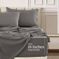 thumbnail image 3 of Lux Decor Collection King Bed Sheets - 16 Inch Deep Pocket 6 Piece Microfiber Bedding Sheets & Pillowcase Sets - Gray, 3 of 8