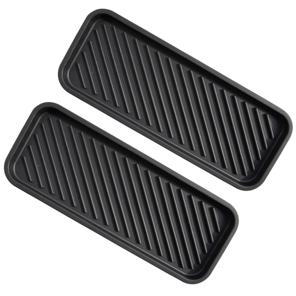 DINHEAROM 2Set Kitchen Sink Organizer Tray In Black Silicone For Sponges And Soap With Anti-Slip And Heat Insulation