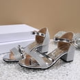 thumbnail image 5 of Eltusu Women Heeled Sandals, Open Toe Adjustable Party High Heels Dress Sandals Shoes Silver Size 7.5, 5 of 8
