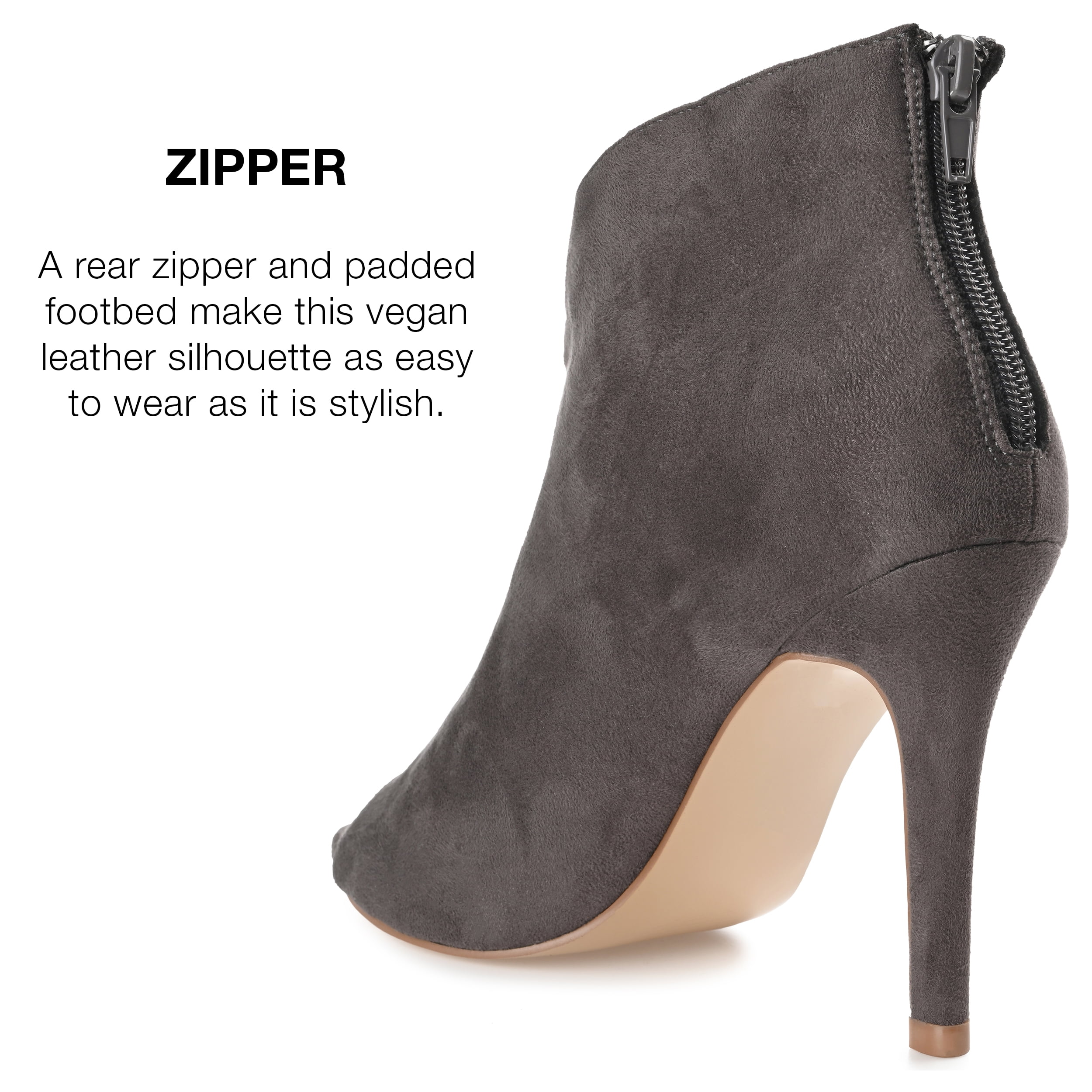 Journee Collection Womens Brecklin Back Heel Zip Open Toe Stiletto Booties