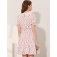 thumbnail image 3 of INSPIRE CHIC Robe Fleurie à Col Peter Pan Évasée pour Femme Rose m, 3 of 4