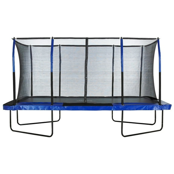 8' X 14' Gymnastics Style, Rectangular Trampoline Set with Premium Top-Ring Enclosure System - Blue/Black