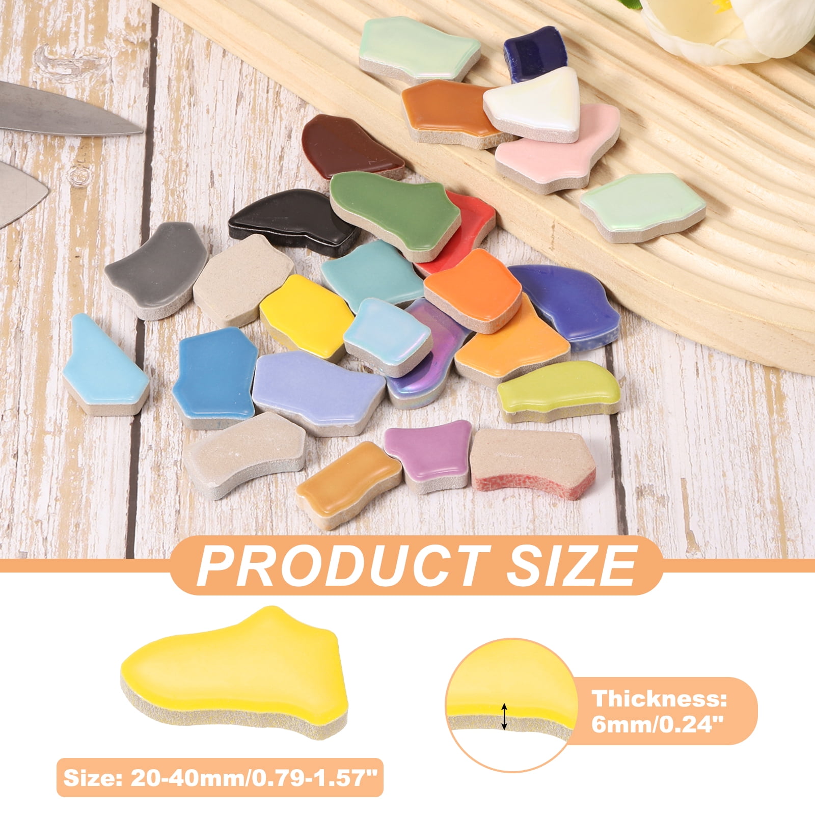 Uxcell 500g/1.1LB Irregular Ceramics Mosaic Tiles, 0.79"-1.57" Mosaic Stained Tile Broken Porcelain Pieces Stones Bulk for DIY Craft Making Vases Home Decoration, Yellow