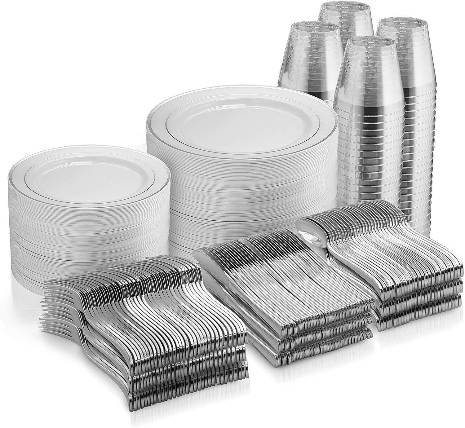 silver plastic plates